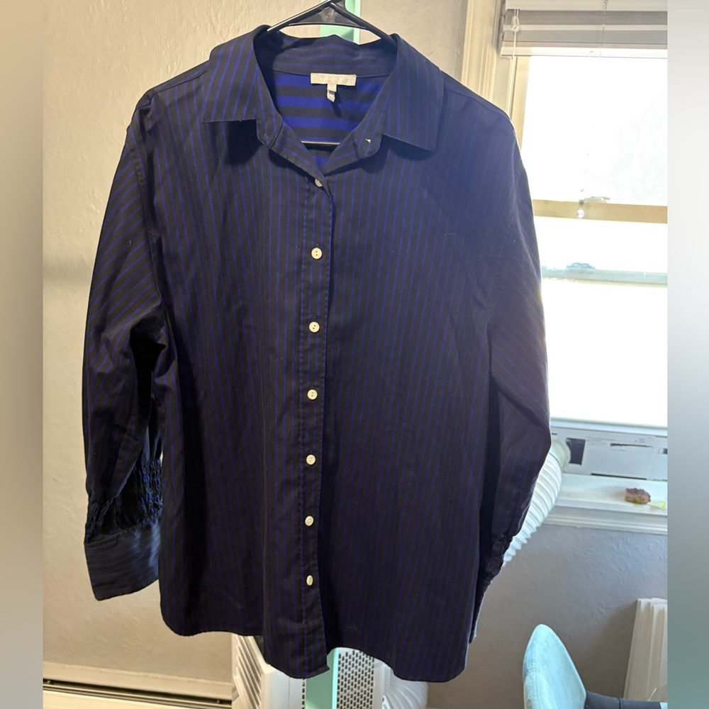 Hinson Wu XL Blue and Black Striped Kylie Top